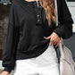 Exposed Seam Half Button Long Sleeve Sweatshirt