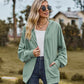 Zip Up Drawstring Long Sleeve Hooded Jacket
