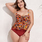 Plus Size Two-Tone Drawstring Sleeveless Tankini Set