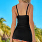 Full Size Printed Drawstring Detail Swim Dress and Bottoms Set