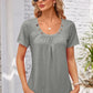 Decorative Button Scoop Neck T-Shirt