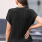 Cable-Knit Round Neck Cap Sleeve Sweater