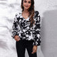 Floral V-Neck Balloon Sleeve Peplum Blouse