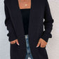Open Front Rib-Knit Cardigan with Pockets