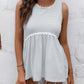 Women's Striped Lace Trim Round Neck Tank