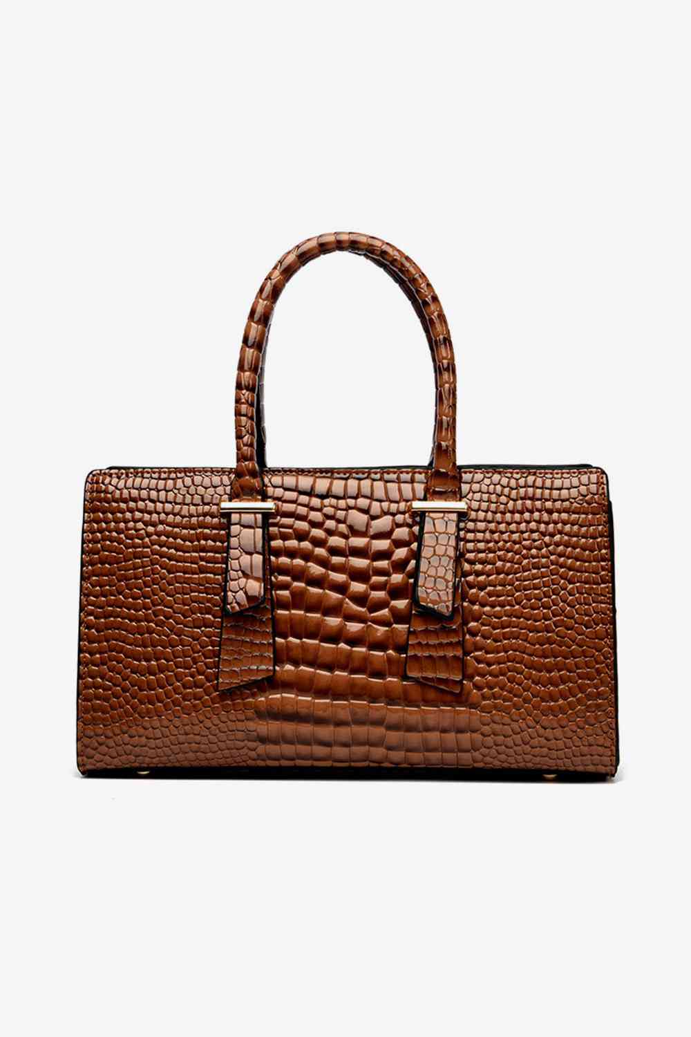 Burnt Umber Textured PU Leather Handbag