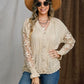 Eyelet Button Up Lantern Sleeve Cardigan