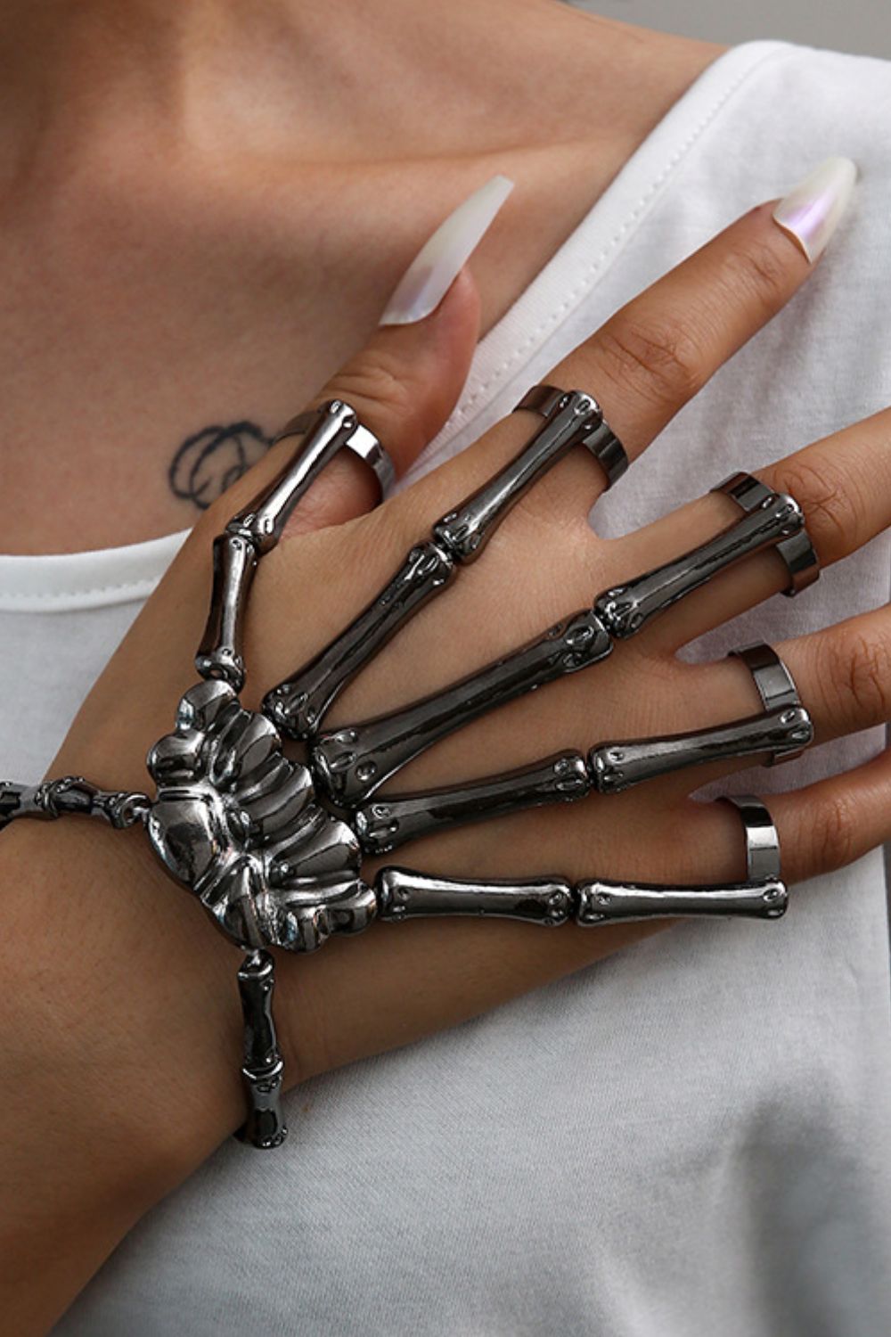 Halloween 2-Pack Skeleton Hand 5-Finger Bracelet and Ring Combo