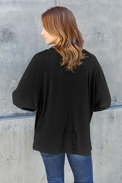 Double Take Full Size Round Neck Long Sleeve T-Shirt *