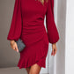 Women's DentaCosmo Ruched Ruffled Balloon Sleeve Mini Dress