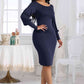 Boat Neck Lantern Sleeve Dress