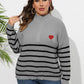 Plus Size Zip-Up Striped Sweater