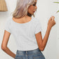 Cable-Knit Round Neck Short Sleeve Knit Top