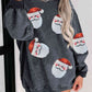 CHRISTMAS Sequin Santa Patch Ribbed Sweatshirt