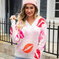 Lip V-Neck Drop Shoulder Sweater