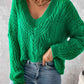 V-Neck Cable-Knit Long Sleeve Sweater