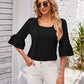 Ruffled Suqare Neck Half Sleeve Blouse
