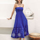 Smocked Printed Tube Midi Dress