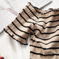 Women's DANICA Striped Lettuce Hem Knit Short Sleeve Top