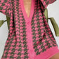 Houndstooth Button Up Long Sleeve Cardigan