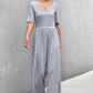 Women's Scoop Neck Half Sleeve Wide Leg Jumpsuit
