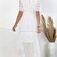 Women's Full Size Swiss Dot V-Neck Short Sleeve Midi Dress
