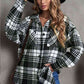 Plaid Collared Neck Button Up Jacket with Pockets