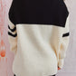Quarter Zip Striped Dropped Shoulder Sweater