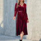 OhSoMidi Tie Front Long Sleeve Slit Dress