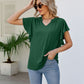 Women's JAYLEEN Full Size Notched Neck Flutter Sleeve Tee