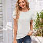 Eyelet Round Neck Petal Sleeve T-Shirt