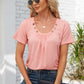 Decorative Button Scoop Neck T-Shirt
