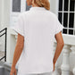 Notched Short Sleeve Blouse
