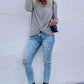 Twist Front Long Sleeve Waffle Knit Top