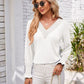 Smocked V-Neck Long Sleeve Blouse