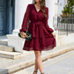 SO CUTE Full Size Surplice Neck Swiss Dot Tie Belt Layered Dress