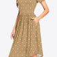 Printed Round Neck Short Sleeve Dress with Pockets