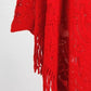 Fringe Openwork Surplice Cape Sleeve Poncho