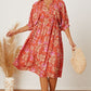 Floral Tie Neck Half Sleeve Dress