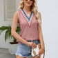 Contrast Eyelet V-Neck Tank
