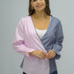 Surplice Neck Striped Long Sleeve Blouse
