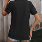 Decorative Button Round Neck Short Sleeve Blouse