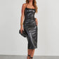 Sophia PU Slit Midi Dress