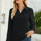Full Size Swiss Dot Johnny Collar Blouse