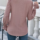 Eyelet Notched Flounce Sleeve Blouse
