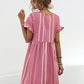 Striped Polka Dot Frill Short Sleeve Mini Dress