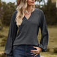 Full Size Notched Neck Raglan Sleeve Blouse