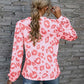 Leopard V-Neck Decorative Button Long Sleeve Blouse