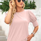 Round Neck Lantern Sleeve Blouse