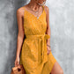 SOChic Printed V-Neck Tie Waist Mini Dress
